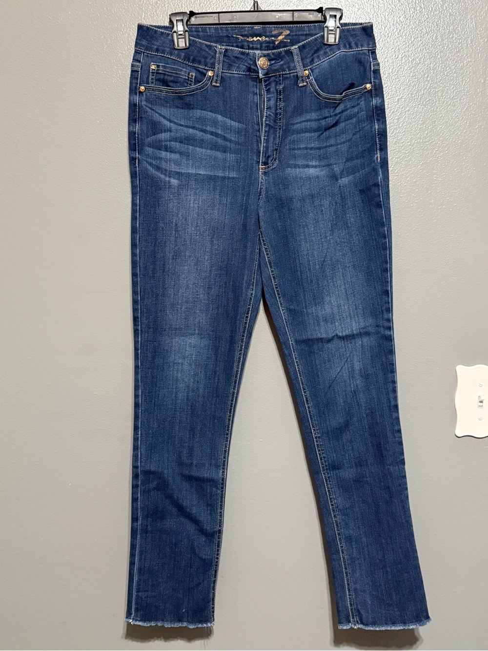 Seven7 Dark Wash Frayed Hem Jeans